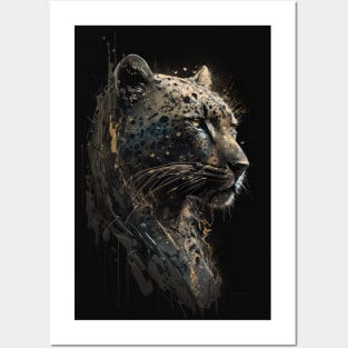 Leopard Portrait Animal Nature Wildlife Dark Painting Wild Spirit Posters and Art